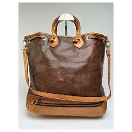 Borsa Tote in pelle Vintage Etro Stampa Paisley Fine anni '90 Multicolor