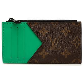 Porta-cartões e moedas Louis Vuitton Monogram Macassar Castanho