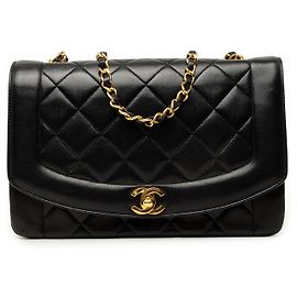 Borsa a tracolla Chanel Diana Medium in pelle d'agnello nera