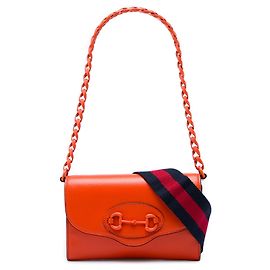 Borsa a tracolla Gucci Mini Horsebit 1955 Web in pelle Orange