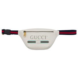  mala de cintura Gucci Small em couro de bezerro granulado branco com logótipo
