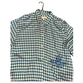 DMN Camicia a motivo pied-de-poule blu e bianco