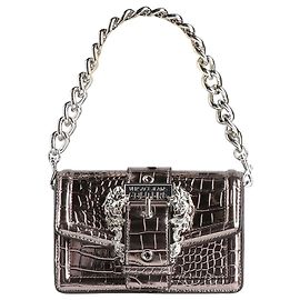 Versace Jeans Couture silberne Metallic Croco Tasche
