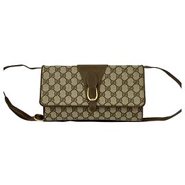 Gucci Old GG Logo Pattern Schultertasche aus Leder