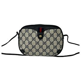 Gucci Vintage Sherry Line GG Logo Leder-Schultertasche