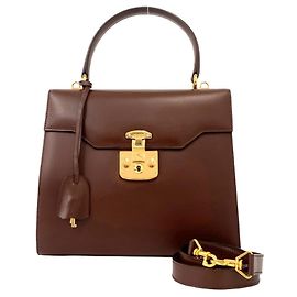 Borsa a tracolla 2 vie in pelle con logo e chiusura Old Lady Lock GUCCI
