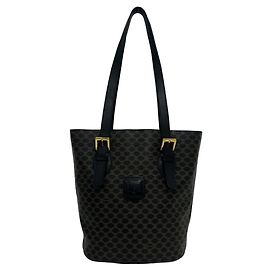 Céline CELINE Vintage Macadam Blazon Logo Pattern Ledertasche Tote Bag