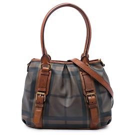 Burberry Satchel aus beschichtetem Canvas mit braunem Smoked Check