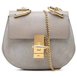 Chloé Drew Mini Crossbody bicolor aus Wildleder und Kalbsleder in Grau