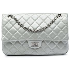 Chanel Silver Quilted Metallic Lambskin Reissue 2.55 Double Flap 226