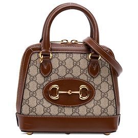 Borsa Gucci Beige Mini GG Supreme Horsebit 1955 con manico superiore