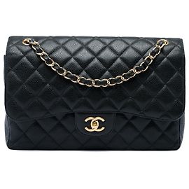 Chanel Black Jumbo Classic Caviar Double Flap