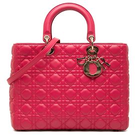 Autre Marque Dior Pink Large Lambskin Cannage Lady Dior