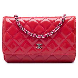 Chanel Classic Patent Wallet On Chain Bicolor Rot