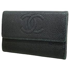 Portacarte Chanel in vitello granulato nero