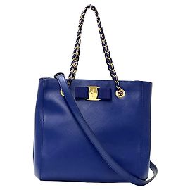 Borsa in pelle blu Salvatore Ferragamo