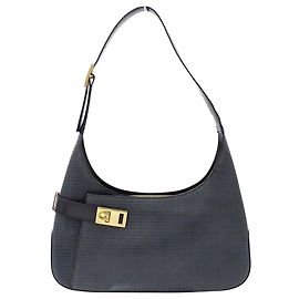 Salvatore Ferragamo graue Schultertasche aus Leder