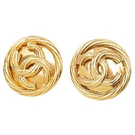 Brincos de pressão vintage Chanel Coco Mark