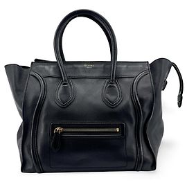 Céline Celine Luggage en cuir embossé Micro