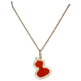 Autre Marque Qeelin Wulu Halskette aus rotem Achat und Diamanten