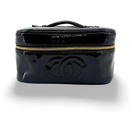 Chanel Vintage Timeless Cosmetic Case Patent Large