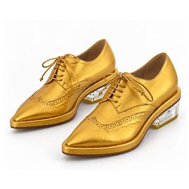 Simone Rocha Metallic-Gold Brogues mit Perspex-Absatz Herbst 2014