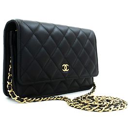 Borsa a tracolla CHANEL Black Classic Wallet On Chain WOC Clutch Oro