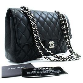 Borsa a tracolla CHANEL Double Flap 10" in vitello granulato, Nero