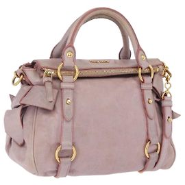 Bolsa Miu Miu Vitellolux 2way Pink Gold Auth LN171V