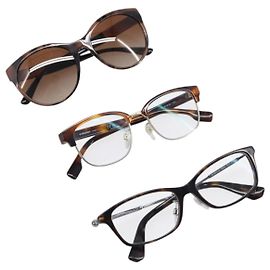 BURBERRY Óculos de Sol Plástico Conjunto de 3 Castanho Dourado Auth BA15576
