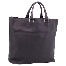 PRADA Hand Bag Vittero Dino Leather Purple Silver Auth 203600