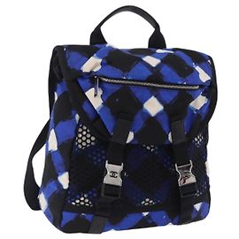 Borsa CHANEL Airline Tote Bag Nylon 2way Blue Silver CC Auth ka6246V