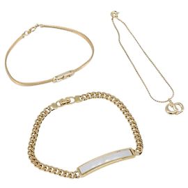 Pulseras Christian Dior metal set de 3 Oro Auth SW2817