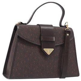 Autre Marque SAINT LAURENT Handtasche PVC Canvas 2way Brown Gold Auth BA15808A