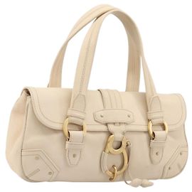 Saco Tote BALLY em couro Ivory Gold Auth 204370A