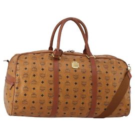 Borsa MCM Vicetos Boston PVC Pelle 2way Marrone Tono Oro Auth 199534