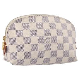 LOUIS VUITTON Damier Azur Pochette Cosmetic PM Pouch N60024 LV Auth ar14175A