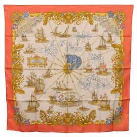 Hermès HERMES Carré 90 Seidentuch "VOILES DE LUMIERE" Orange Auth ki6854