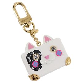 LOUIS VUITTON Bijoux Sackcat Trunk Key Holder metal White M00825 LV Auth 204789M