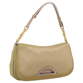 Borsa a mano Christian Dior Maris Pearl Nylon Beige Silver Auth 201541