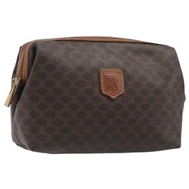 Céline Borsa a pochette CELINE Macadam PVC Pelle Marrone Tono Oro Auth 200374