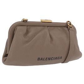 BALENCIAGA Cloud XS Schultertasche aus Leder Beige Gold 618895 Auth 202701V