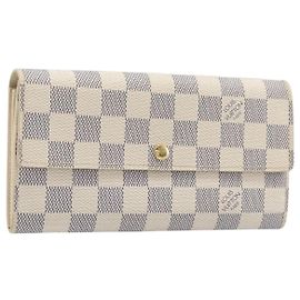 LOUIS VUITTON Damier Azur Portefeuille Sarah Long Wallet N61735 LV Auth 204357A
