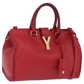 Autre Marque Borsa a mano SAINT LAURENT Petit Cabas in pelle 2way rossa e oro autentica 205115A