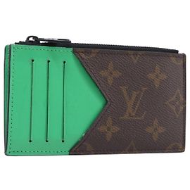 LOUIS VUITTON Monogram Macassar Coin Card Holder Green M82913 LV Auth 203665A