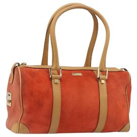 Bolsa GUCCI Suede Orange Tom Dourado 000 0851 Auth SW2761