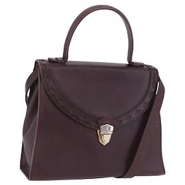 Autre Marque Bolsa de mão SAINT LAURENT em couro 2way Bordeaux tom dourado Auth ka6227A