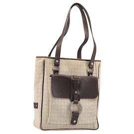 Bulgari Bolso Tote BVLGARI Canvas Beige Silver Auth ar14179