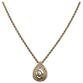Collana Christian Dior metallo Gold Tone Auth 204947