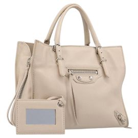 BALENCIAGA Paper Mini Handtasche aus Leder 2way Grau Silber 357333 Auth 204084V